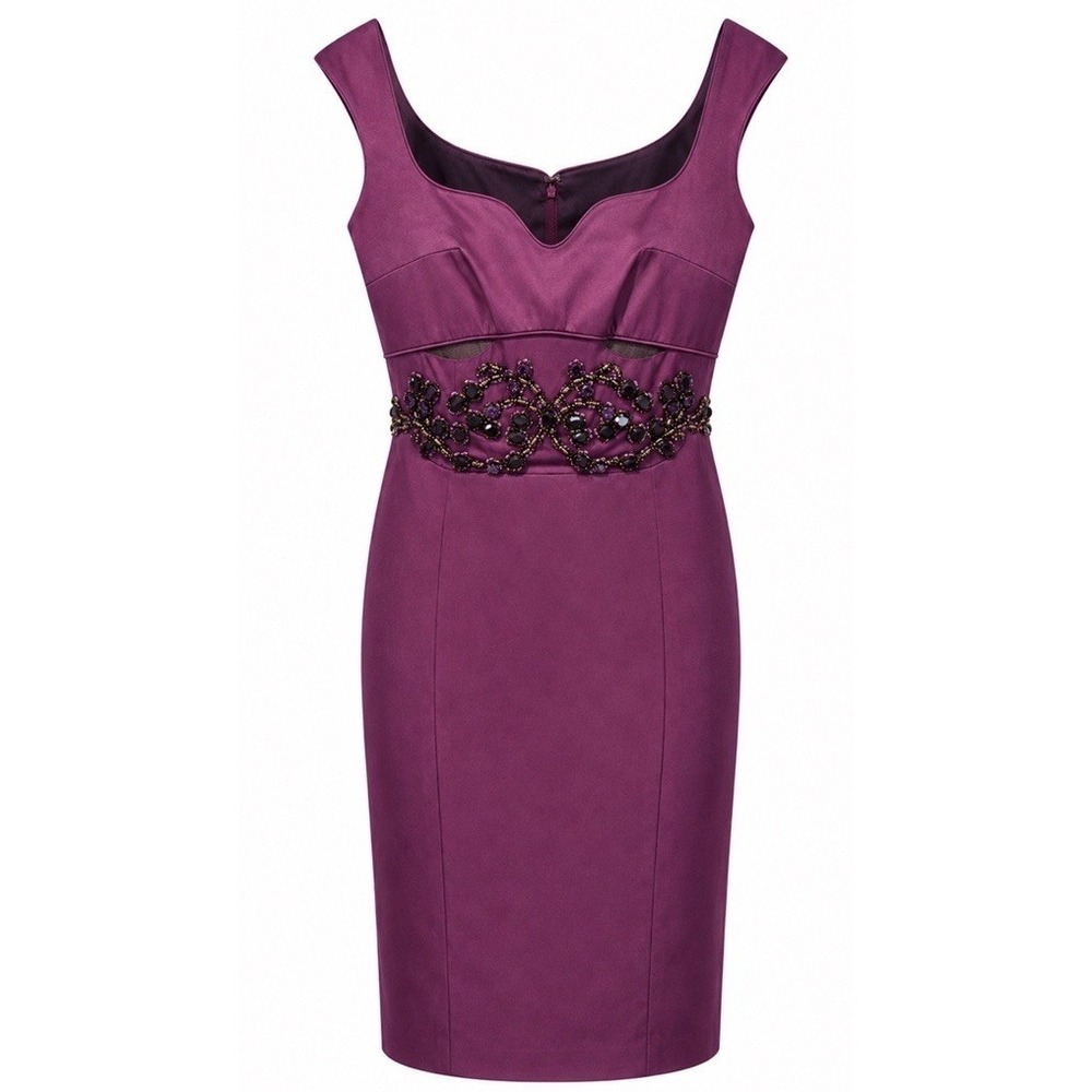 NWT Mandalay Oleander Purple Beaded Embellished Midi Cocktail Evening Dress Sz 8